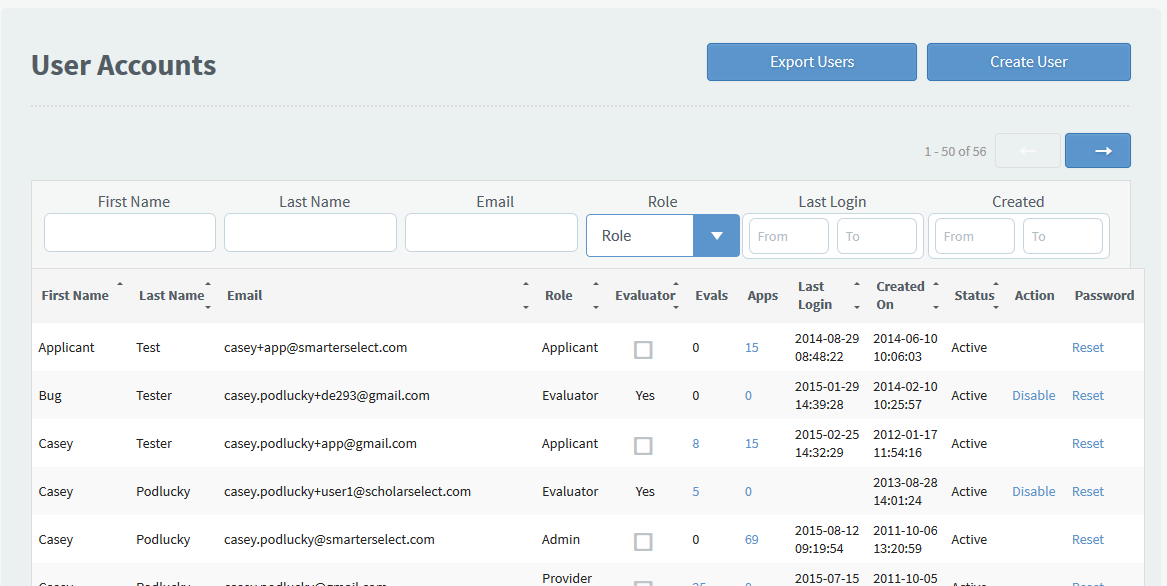 People Table Filter Updates