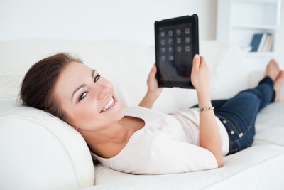 woman using tablet